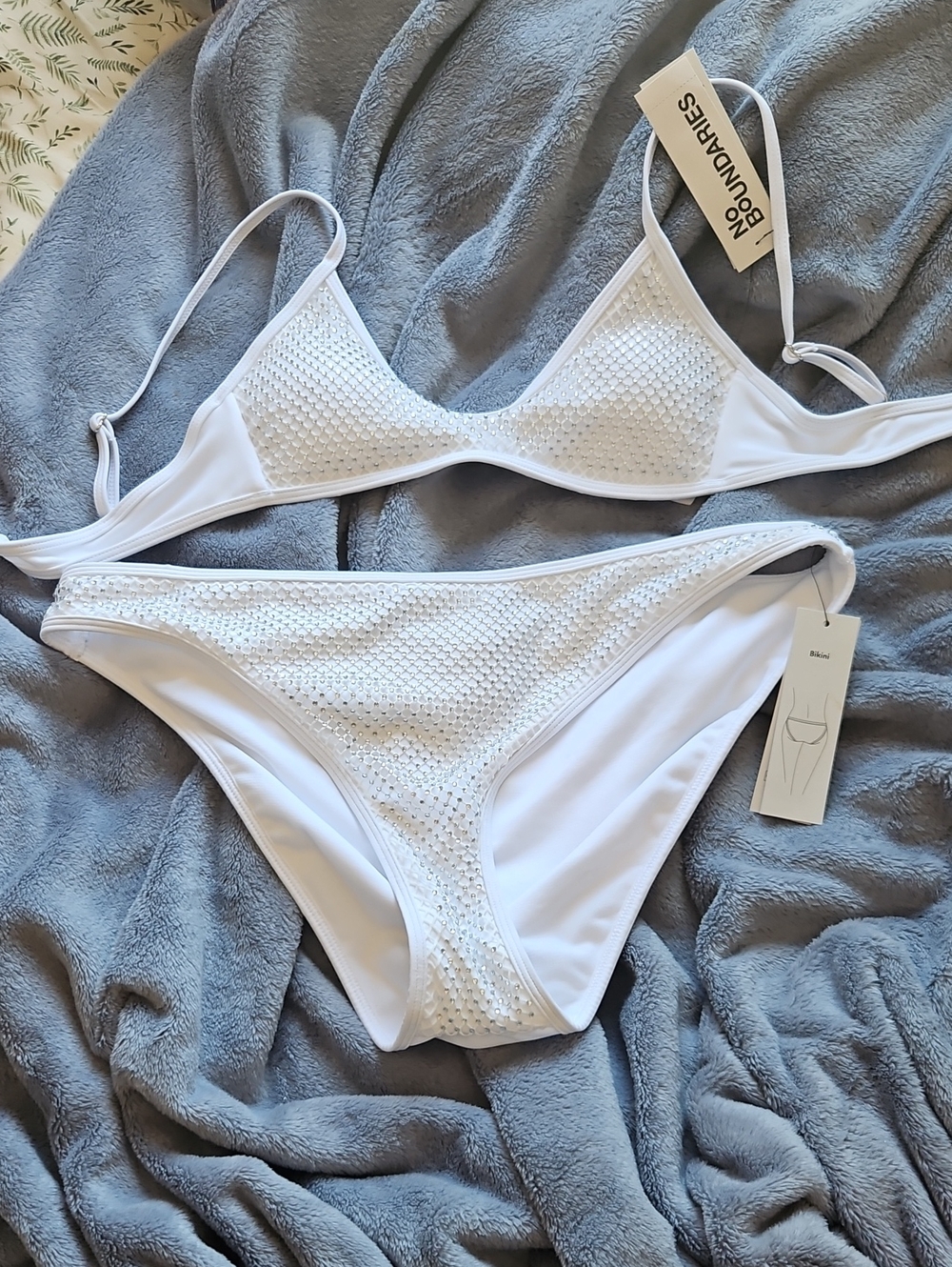 No Boundaries White Textured Two-Piece Bikini